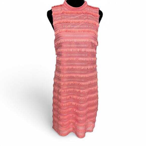J. Crew Pink Embroidered Fringe Sheath Dress Summer Office Business Casual Sz 10 - Picture 4 of 14
